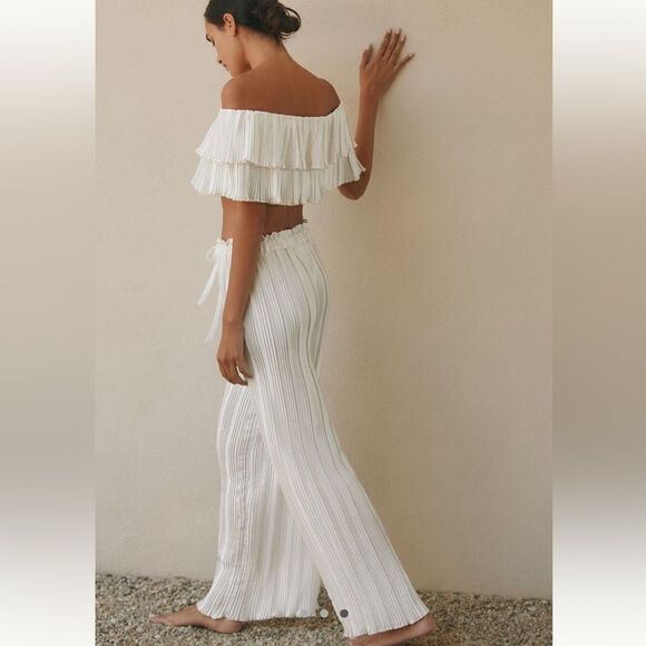 By Anthropologie High waisted plisse wide legs pants - Picture 3 of 4